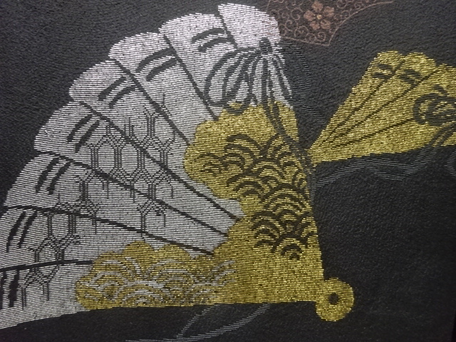 JAPANESE KIMONO / ANTIQUE HAORI / SILK / URUSHI / WOVEN FAN & DRUM